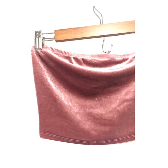 New Fashion Nova | mauve pink velour 2 piece set coord set tube top biker shorts - Picture 6 of 10